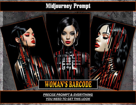 woman's Barcode midjourney prompts, AI Art, Midjourney Prompt, Midjourney AI Art, Learn midjourney, digital Art, AI Generate, Art Print