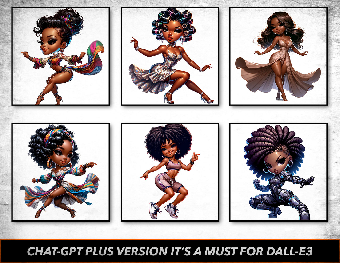 Dall-E3 & ChatGPT v4 AI Art Prompt Manual | Dancing chibi dolly Beauties | 20 plus Sample Prompts | Customizable prompt