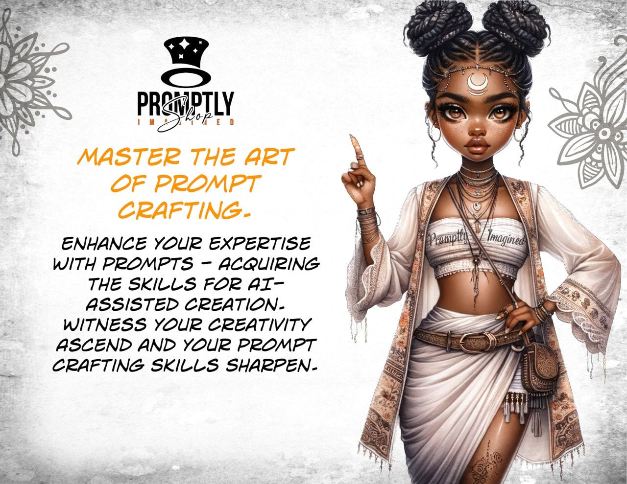 Dall-E3 & ChatGPT v4 AI Art Prompt Manual | Cow Girl chibi dolly Beauties | 20 plus Sample Prompts | Customizable prompt