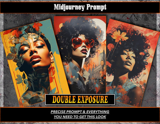 Double Exposure VOL1 Midjourney Prompts, AI Art, Midjourney Prompt, Midjourney AI Art, Learn Midjourney, Digital Art, AI Generate, Art Print