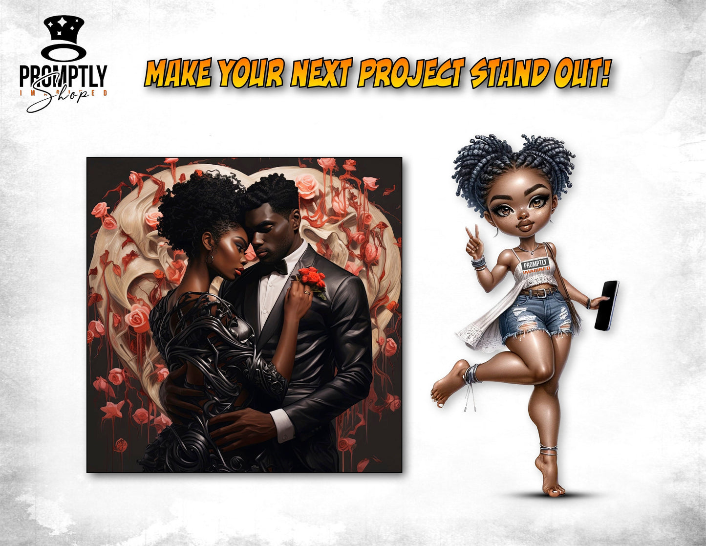 Afro Valentine Clipart, Romantic Black Couple Digital Images,Love Illustration PNG, Instant Download, African American Art, Wedding Graphics