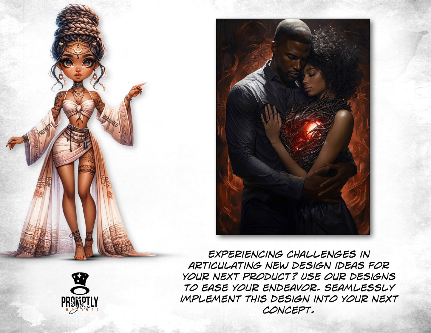 African American Couple Love Clipart, Romantic Digital Images, Instant Download, Passionate Embrace Artwork, instant PNG Files