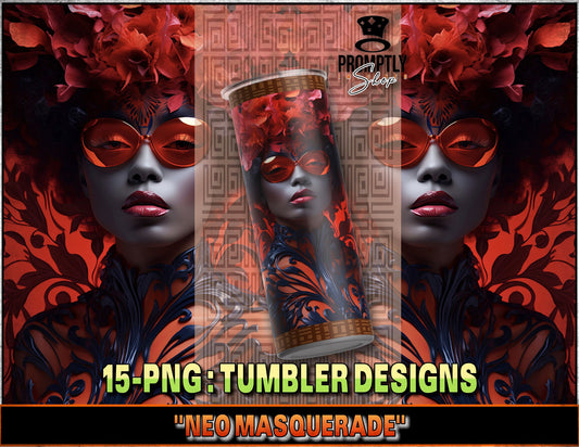 Masquerade Themed Tumbler design, Red and Black Floral Pattern, Reusable Travel Cup Design, Unique Insulated Tumbler, Carnival Drinkware