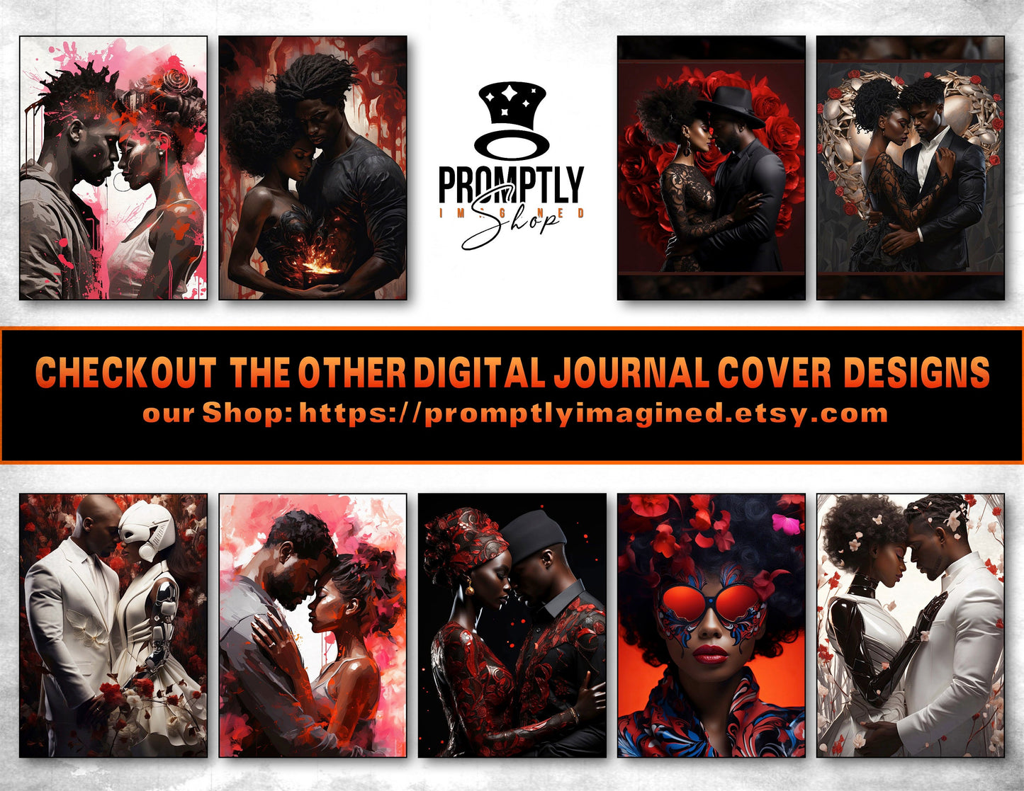 Digital Journal Covers Gothic Romance Aesthetic, Chic Noire Artwork, 8.5x11 Printable Notebook, Instant Download PNG