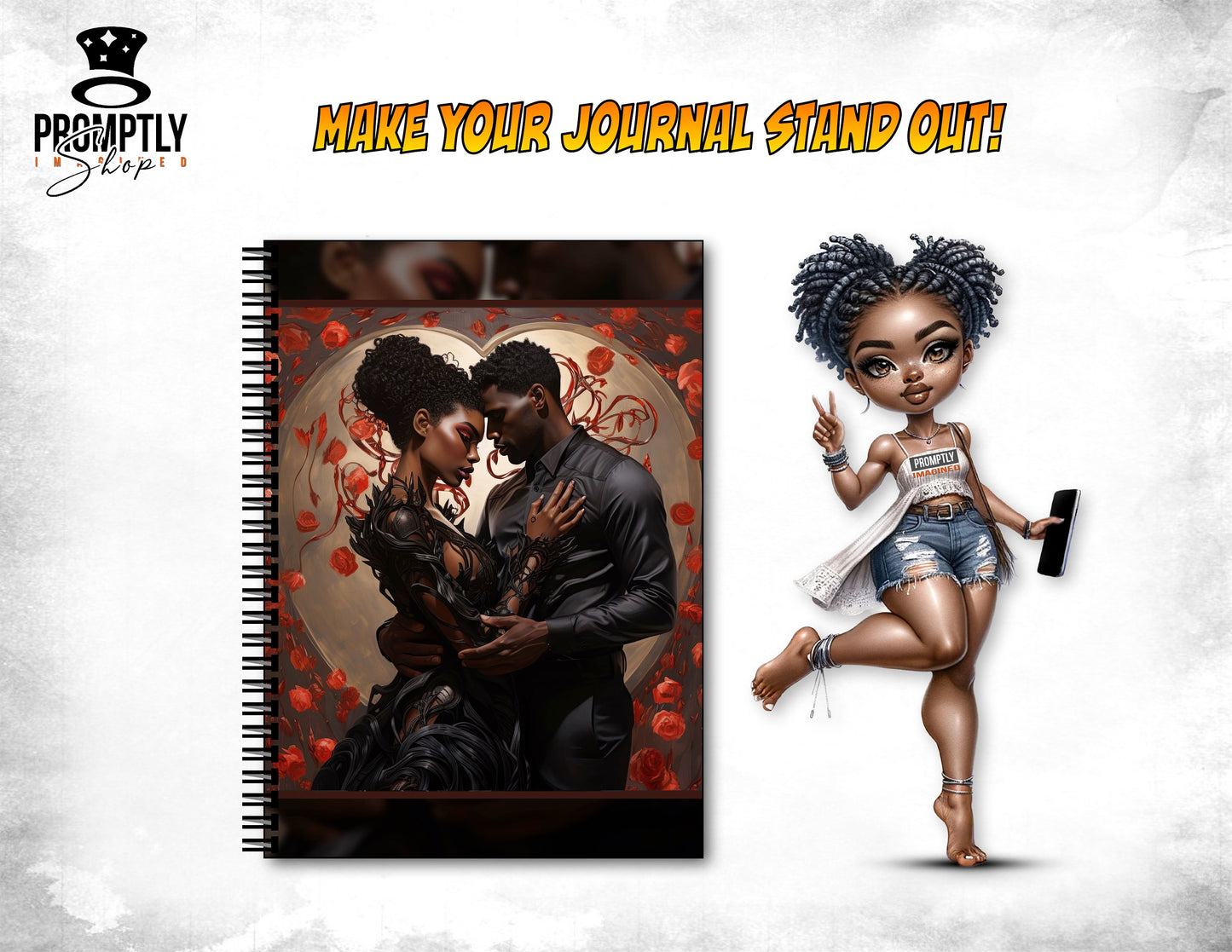 Afro Valentine Journal Covers, African American Love Art, Digital Notebook Covers, Instant Download, Romantic Gift, 8.5x11