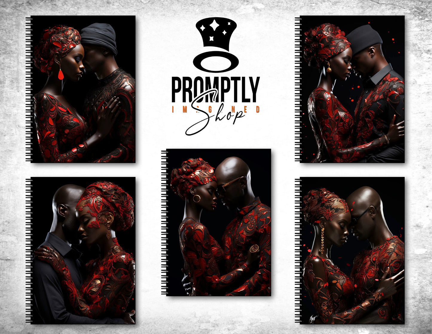 African Couple Art Journal Covers, Melanin Romance Digital Print, 8.5x11 Notebook Cover, Unique Writing Gift, Instant Download PNG