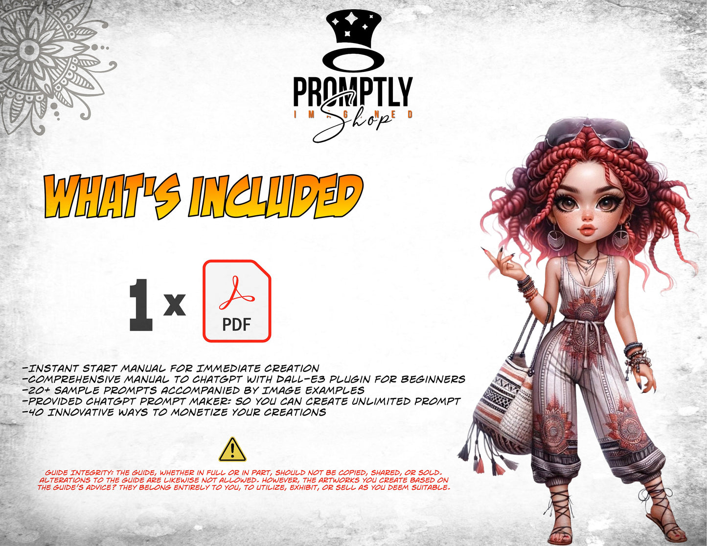 20+ Sample Prompts | Dall-E3 & ChatGPT v4 Ai Art Prompt Manual | Chibi Boss Babe | Precise Prompts