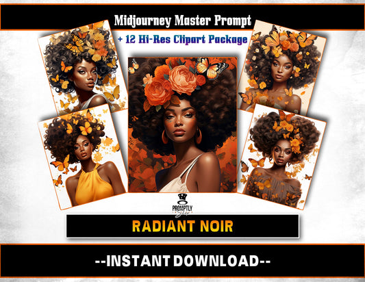 Radiant Noir midjourney Prompts AI Art | Midjourney Prompt | Midjourney AI Art, Learn Midjourney | Digital Art, AI Generate, Art Print